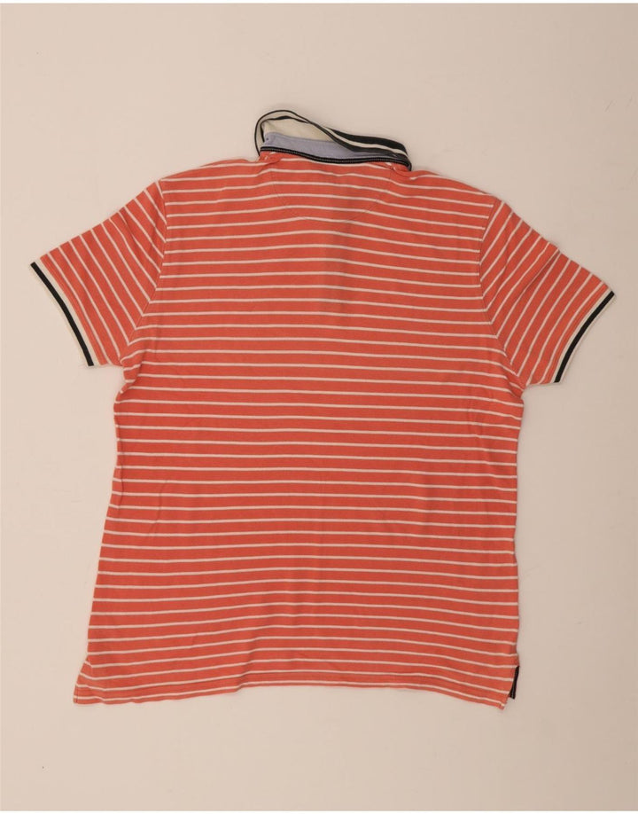 Мужская рубашка-поло Massimo Dutti XL, хлопковая оранжевая полоска