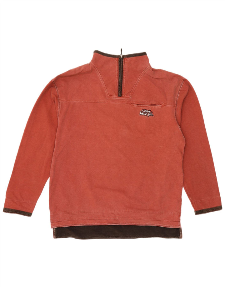 Мужской свитшот с воротником на молнии Weird Fish, джемпер среднего красного цвета, хлопок