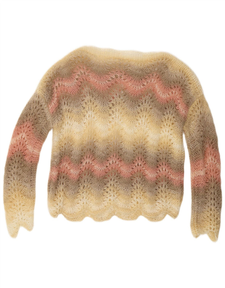 ВИНТАЖНЫЙ женский джемпер с вырезом «лодочка», Великобритания, 14, средний, в разноцветную полоску