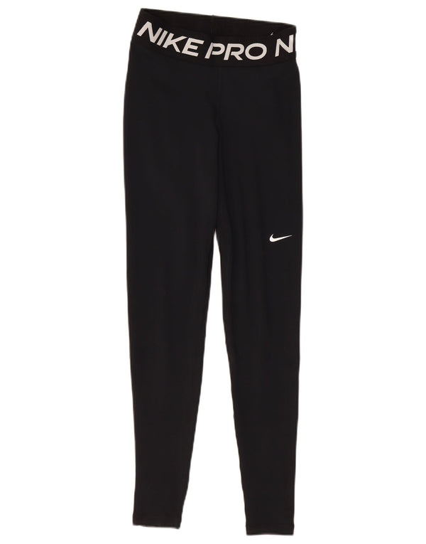 Женские леггинсы с рисунком NIKE Dri Fit UK 4 XS, черный полиэстер