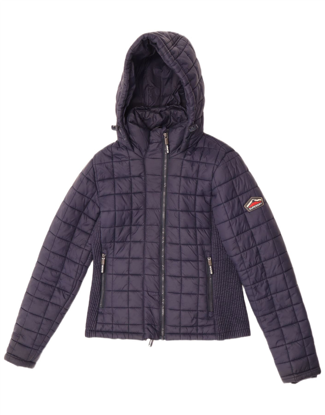 Женская утепленная куртка Superdry с капюшоном UK 12, средний темно-синий, нейлон
