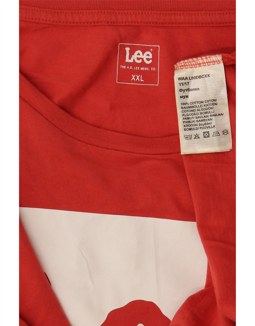 Мужская футболка с рисунком LEE 2XL, красный хлопок
