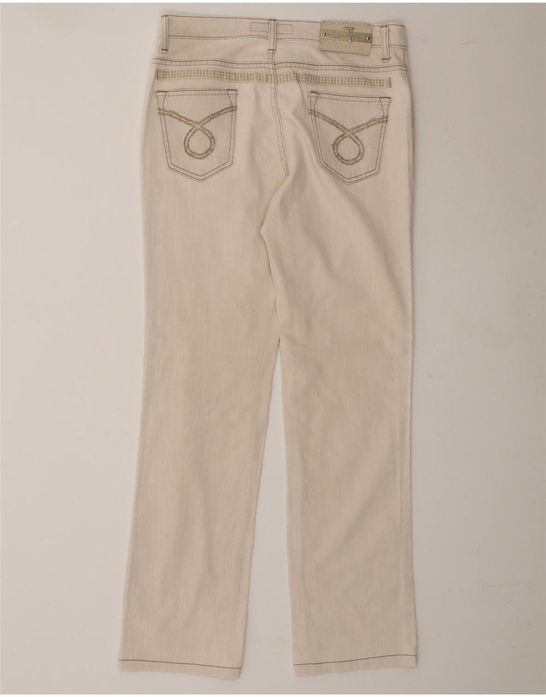 TRUSSARDI Womens Straight Jeans W27 L29 Off White Cotton Vintage Trussardi and Second-Hand Trussardi from Messina Hembry 