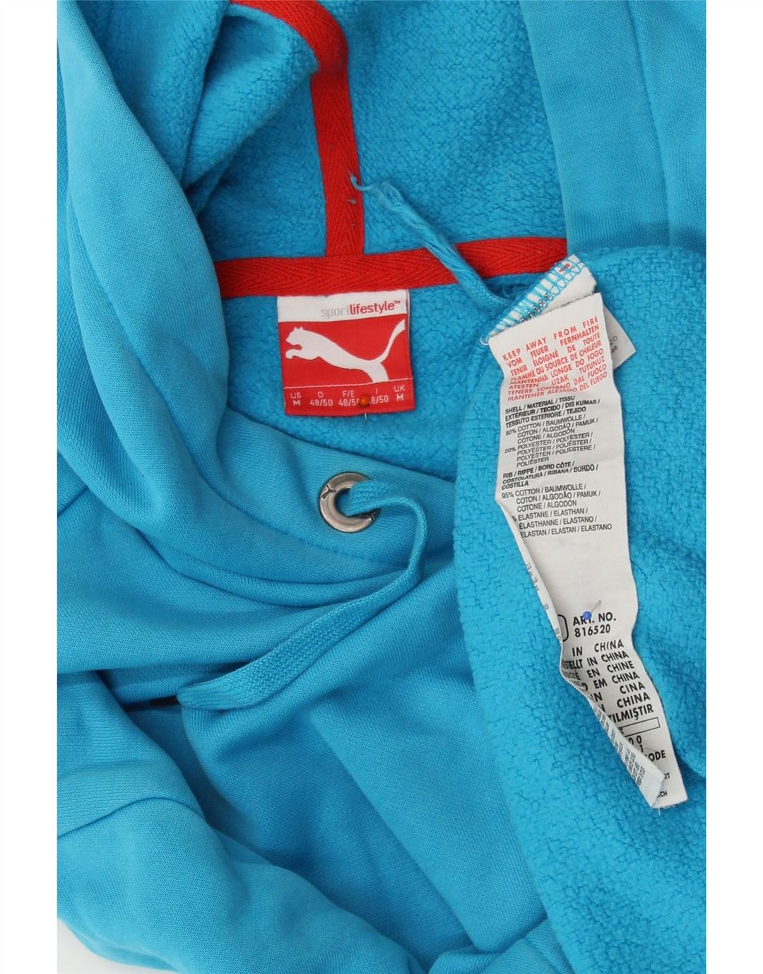 Мужской джемпер с капюшоном PUMA, хлопок среднего синего цвета
