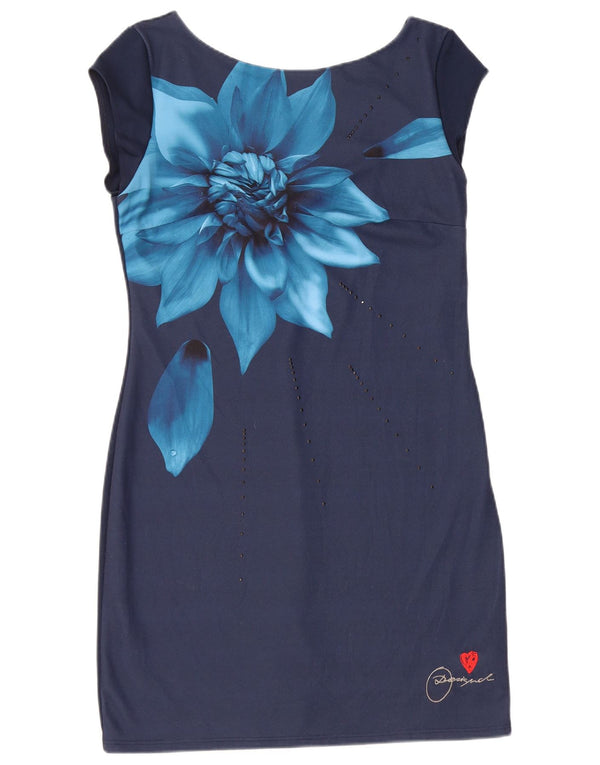 Desigual Womens Sheath Dress UK 14 Large Navy Blue Floral Polyester