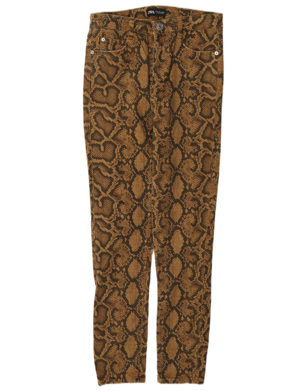 Женские повседневные узкие брюки Zara EU 40 Medium W30 L27 Коричневые с животным принтом