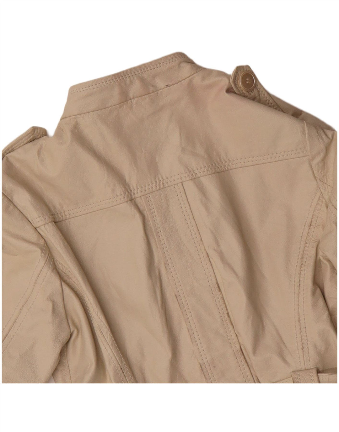 Винтажная женская кожаная куртка в стиле милитари IT 44 Medium Beige Leather