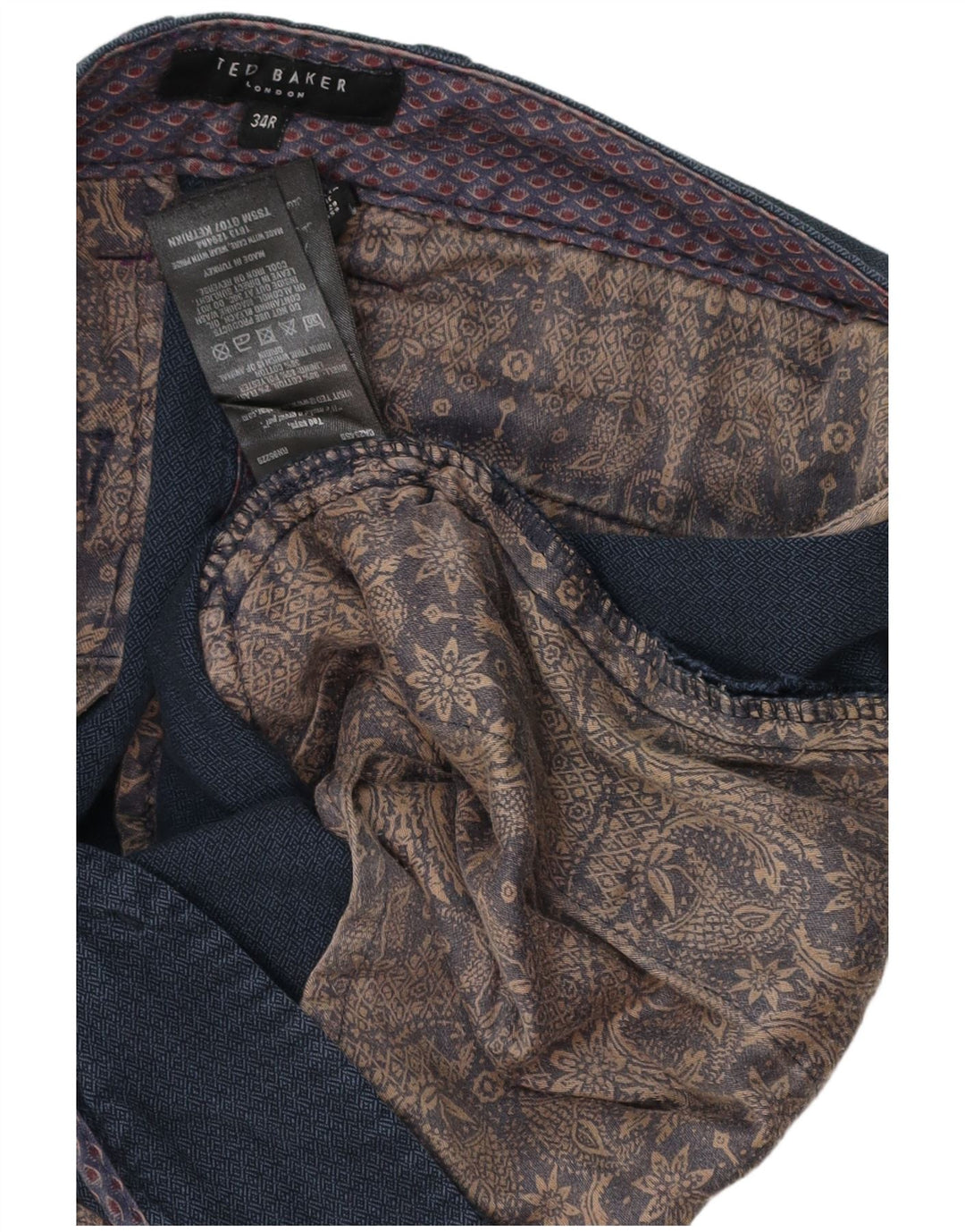 Мужские узкие брюки Ted Baker W34 L32 Темно-синие хлопковые