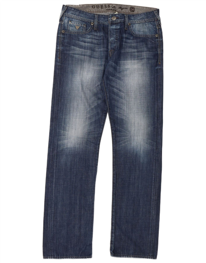 Мужские прямые джинсы Guess W34 L34 синие, хлопок