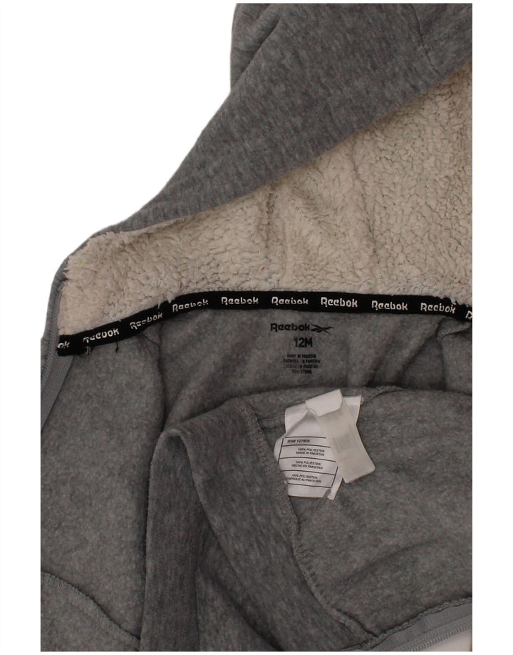Свитер с капюшоном REEBOK на молнии с графическим рисунком для мальчиков 9–12 месяцев, серый полиэстер