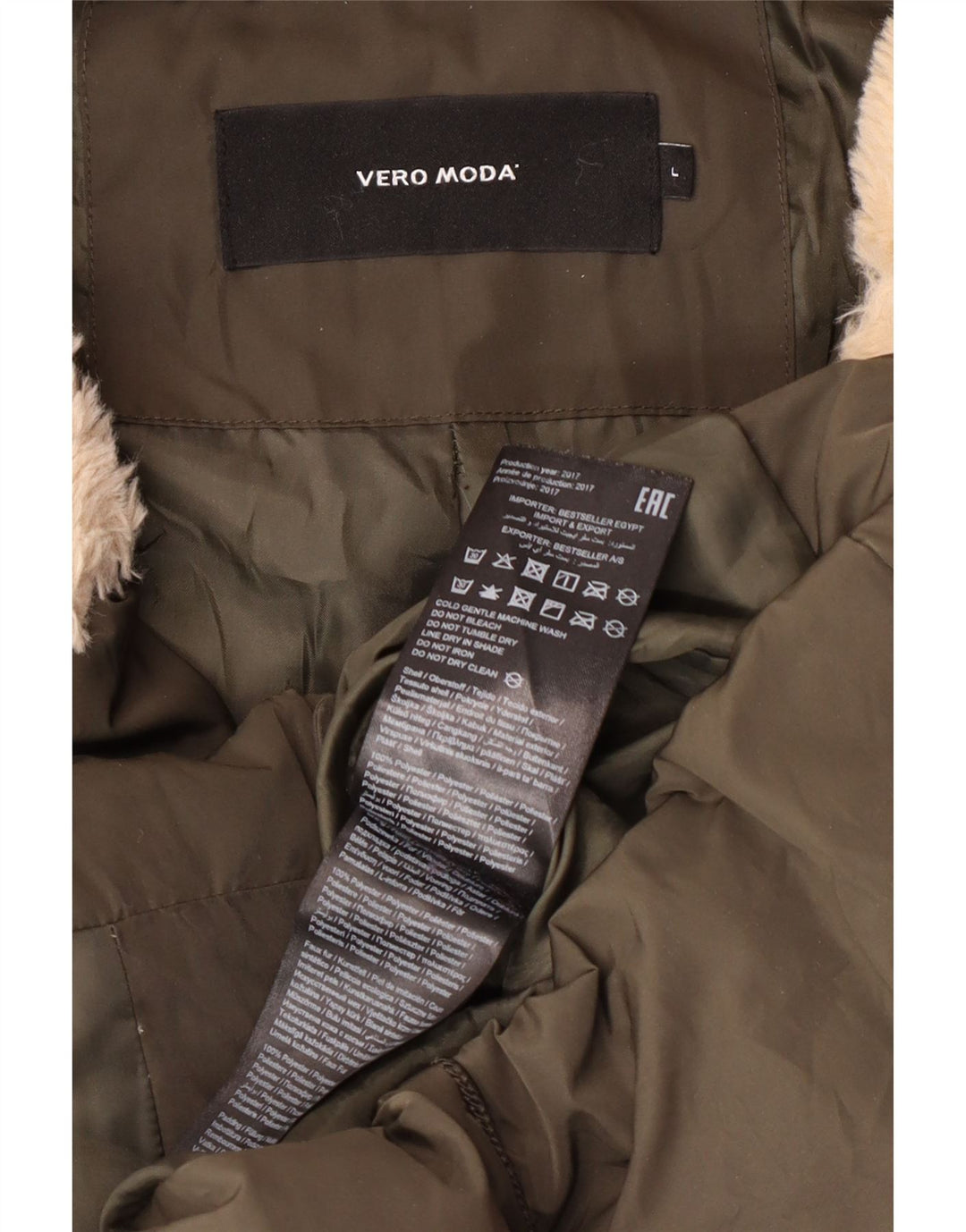 Vero Moda Женское стеганое пальто с капюшоном, большой размер, хаки, полиэстер, зимнее