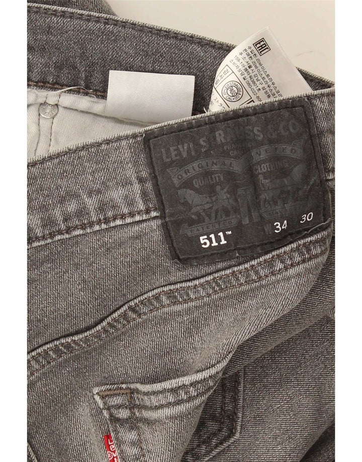 Мужские джинсы Levi's 511 Slim W34 L30 Серые хлопковые