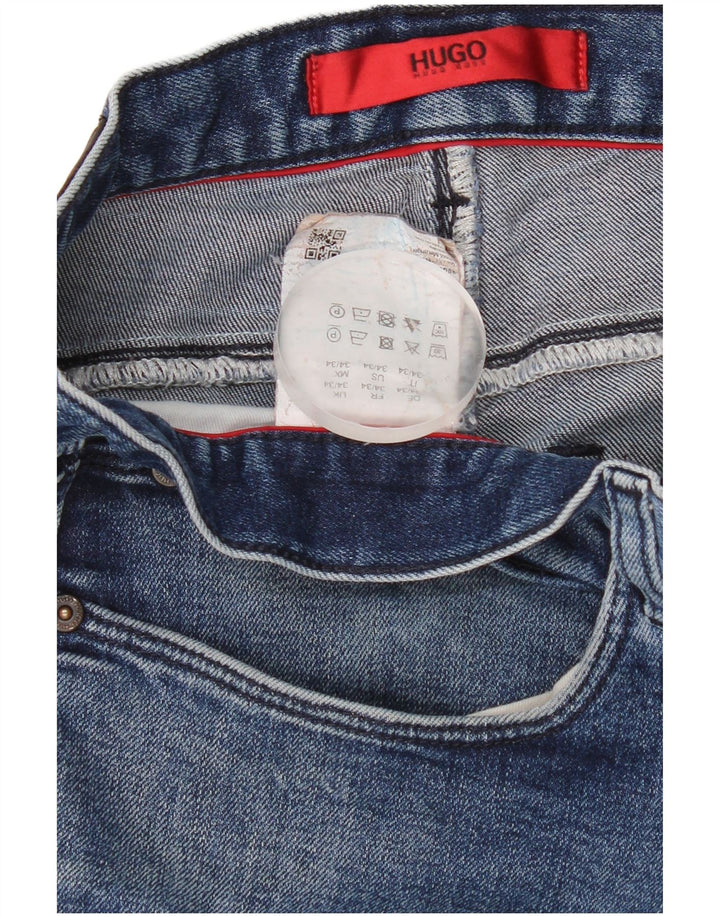 Мужские узкие джинсы Hugo Boss W34 L34 синие, хлопок