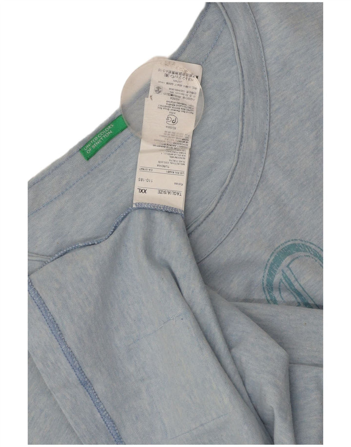 Мужская футболка с рисунком Benetton 2XL, синяя, хлопок