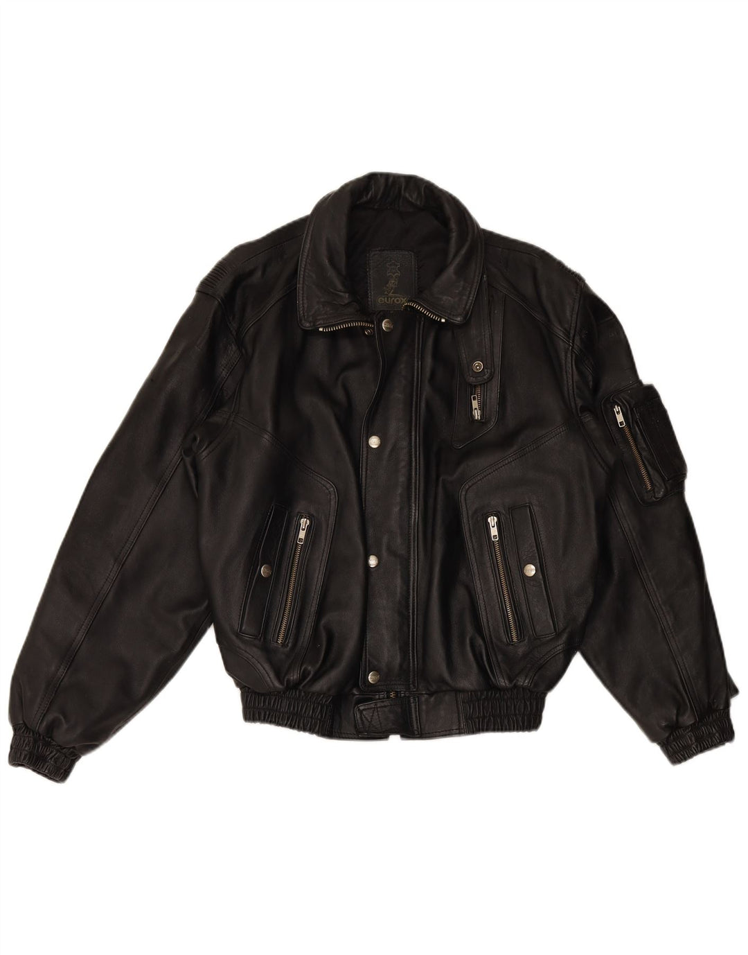 Мужская кожаная гоночная куртка EUROX с графическим рисунком UK 40, большая черная кожа