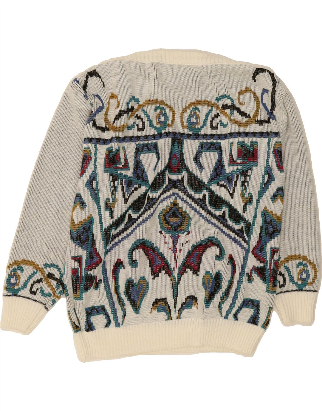 VINTAGE Womens Crew Neck Jumper Sweater IT 44 Medium White Floral Vintage Vintage and Second-Hand Vintage from Messina Hembry 