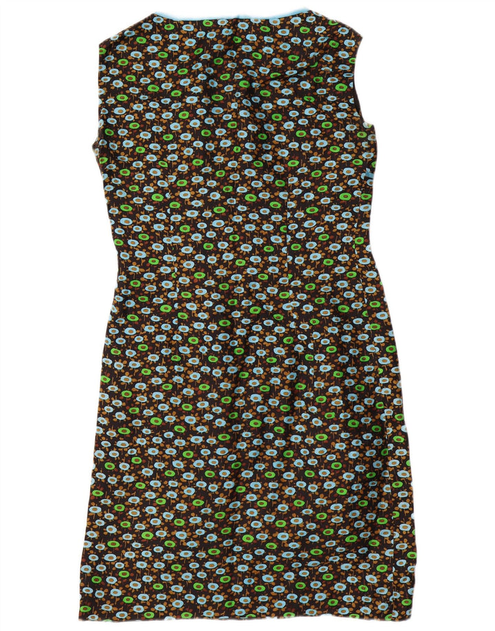 ВИНТАЖНЫЙ женский комплект из 2 предметов с рукавом 3/4, Великобритания 14, средний черный с цветочным принтом