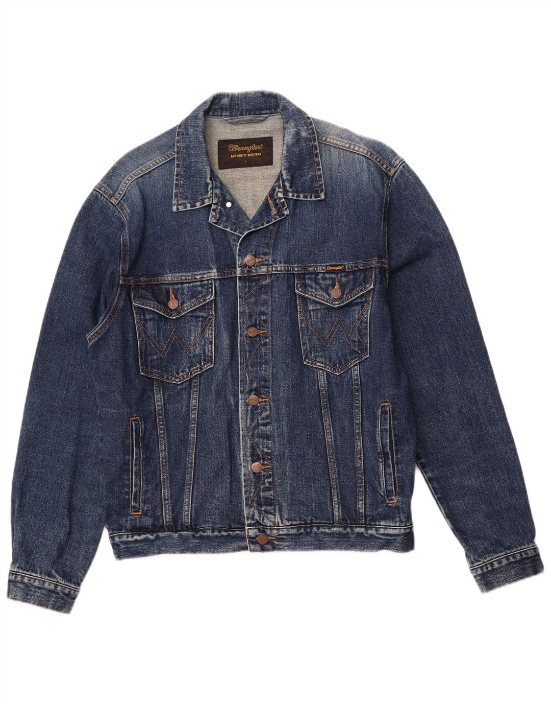 Мужская джинсовая куртка WRANGLER Western Acid Wash UK 40, большая синяя хлопковая ткань