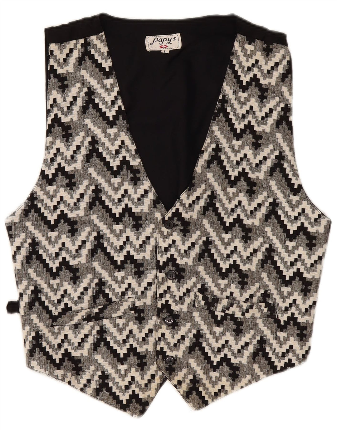 Винтажный мужской жилет большой черный с геометрическим узором
