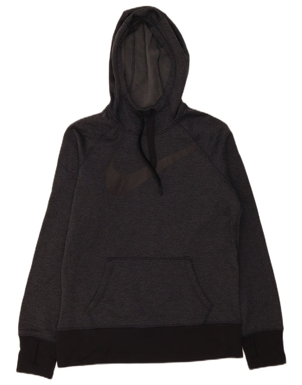 Nike Womens Therma-Fit Graphic Hoodie Jumper UK 14 Medium Grey Colourblock