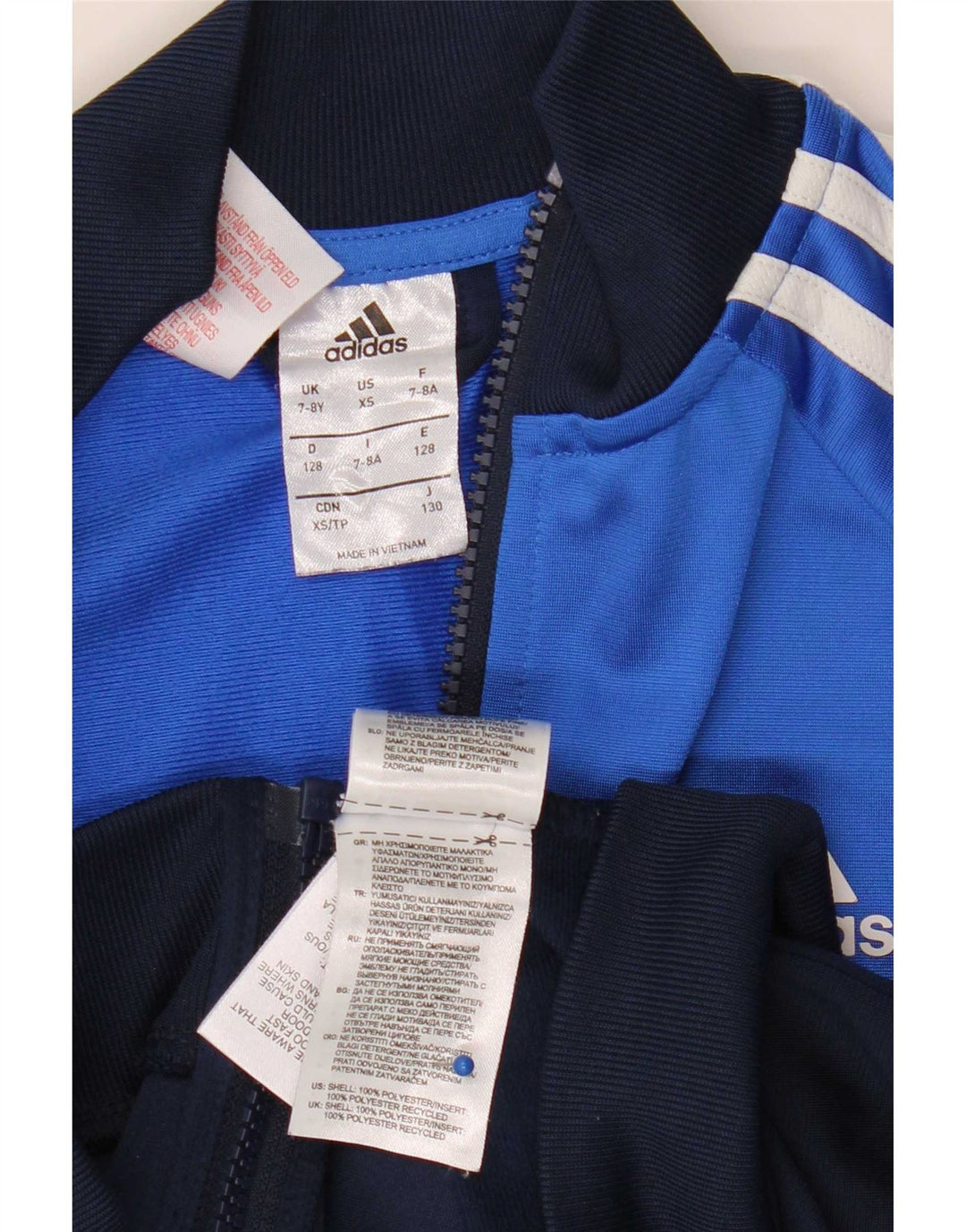 Спортивный костюм Adidas для мальчиков, верхняя куртка 7-8 лет, синяя, полиэстер с цветными блоками