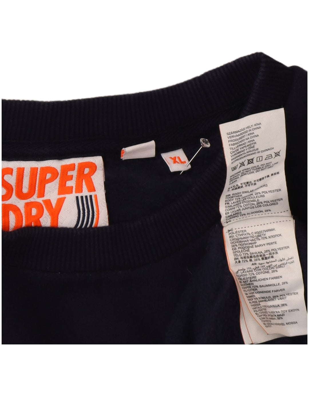 Мужской свитшот с рисунком Superdry XL, темно-синий, хлопок