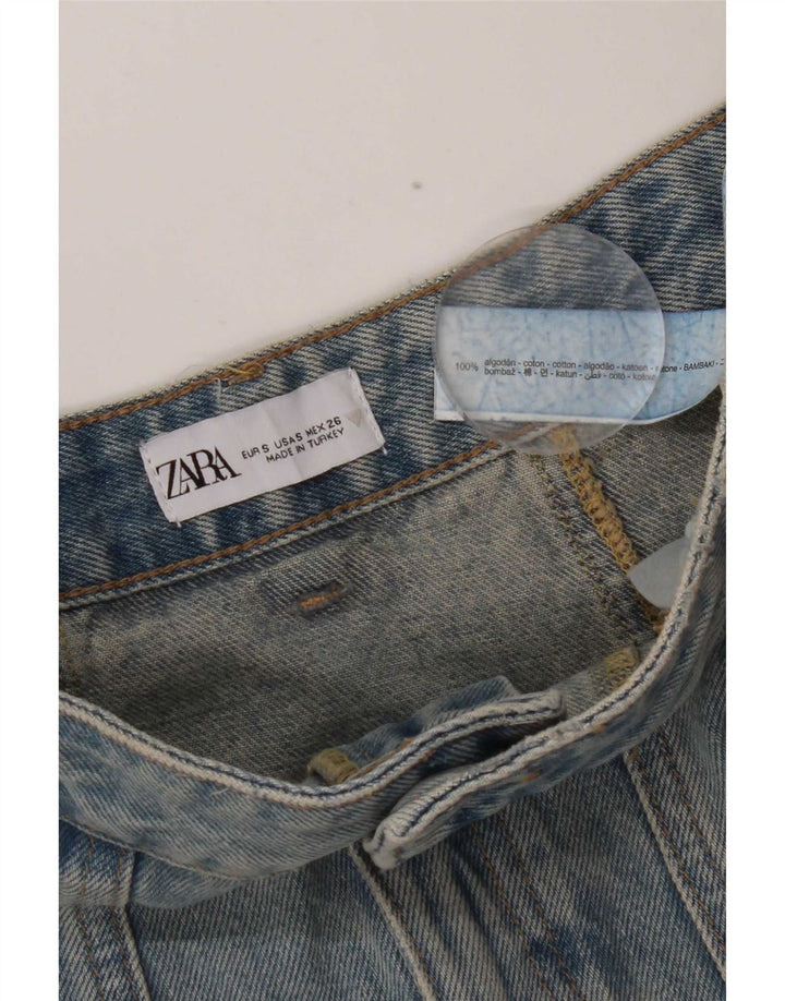Женская мини-юбка джинсовая Zara, маленькая, W26, синяя, хлопок