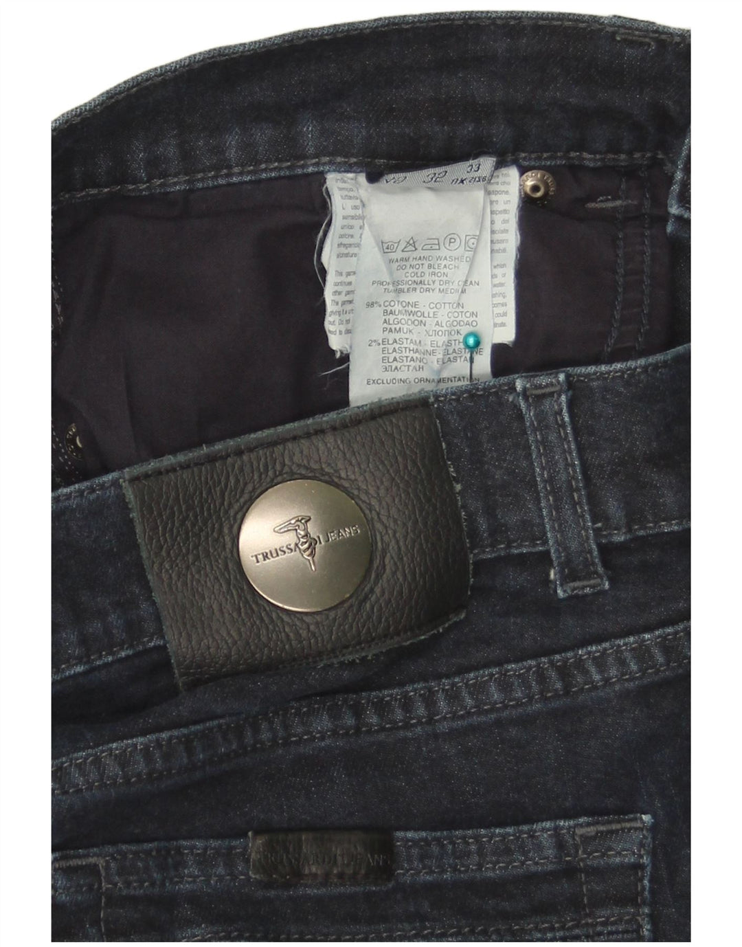 Женские прямые джинсы Trussardi W33 L29 темно-синие, хлопок