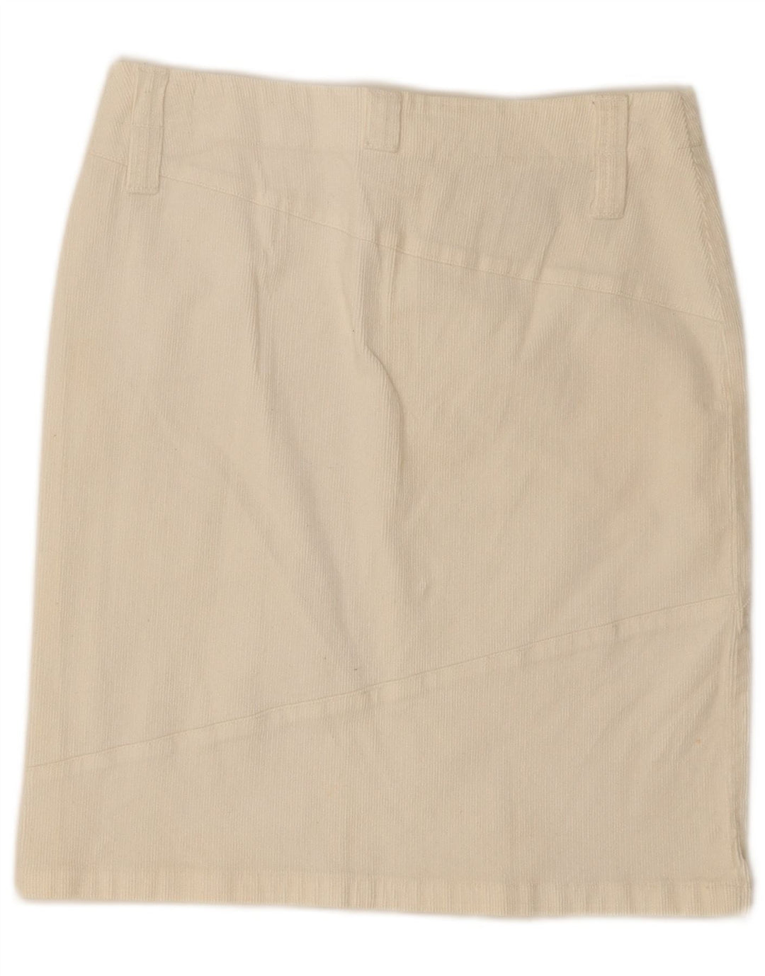 BENETTON Womens Corduroy Skirt IT 42 Medium W30 White Cotton