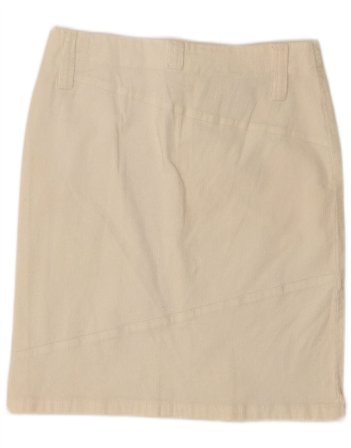 BENETTON Womens Corduroy Skirt IT 42 Medium W30 White Cotton