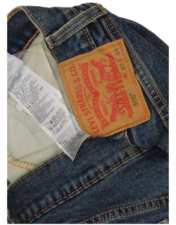 Мужские прямые джинсы LEVI'S 505 W32 L34 синие, хлопок