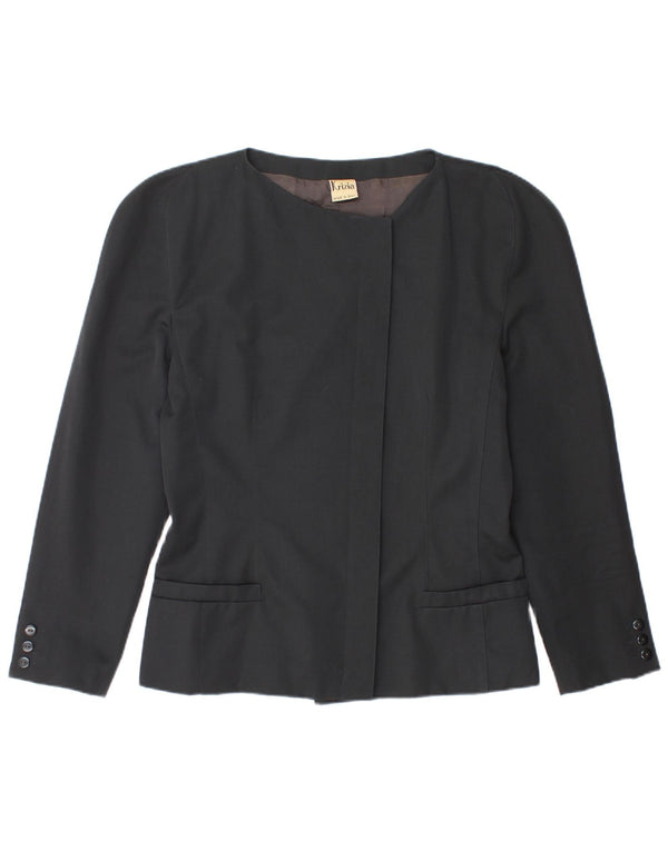 KRIZIA Womens Blazer Jacket IT 46 Large Black Wool