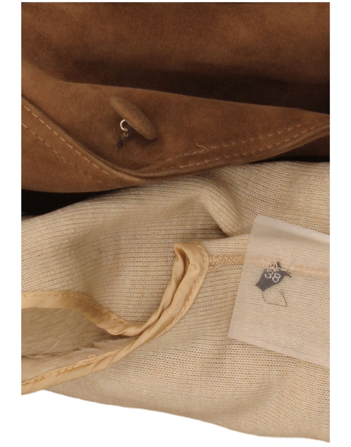 ВИНТАЖНОЕ женское пальто из замши из шерпы EU 38 средний бежевый