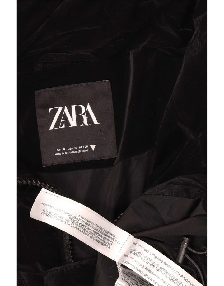 Женская стеганая куртка оверсайз Zara UK 10, маленькая, черная, из полиуретана