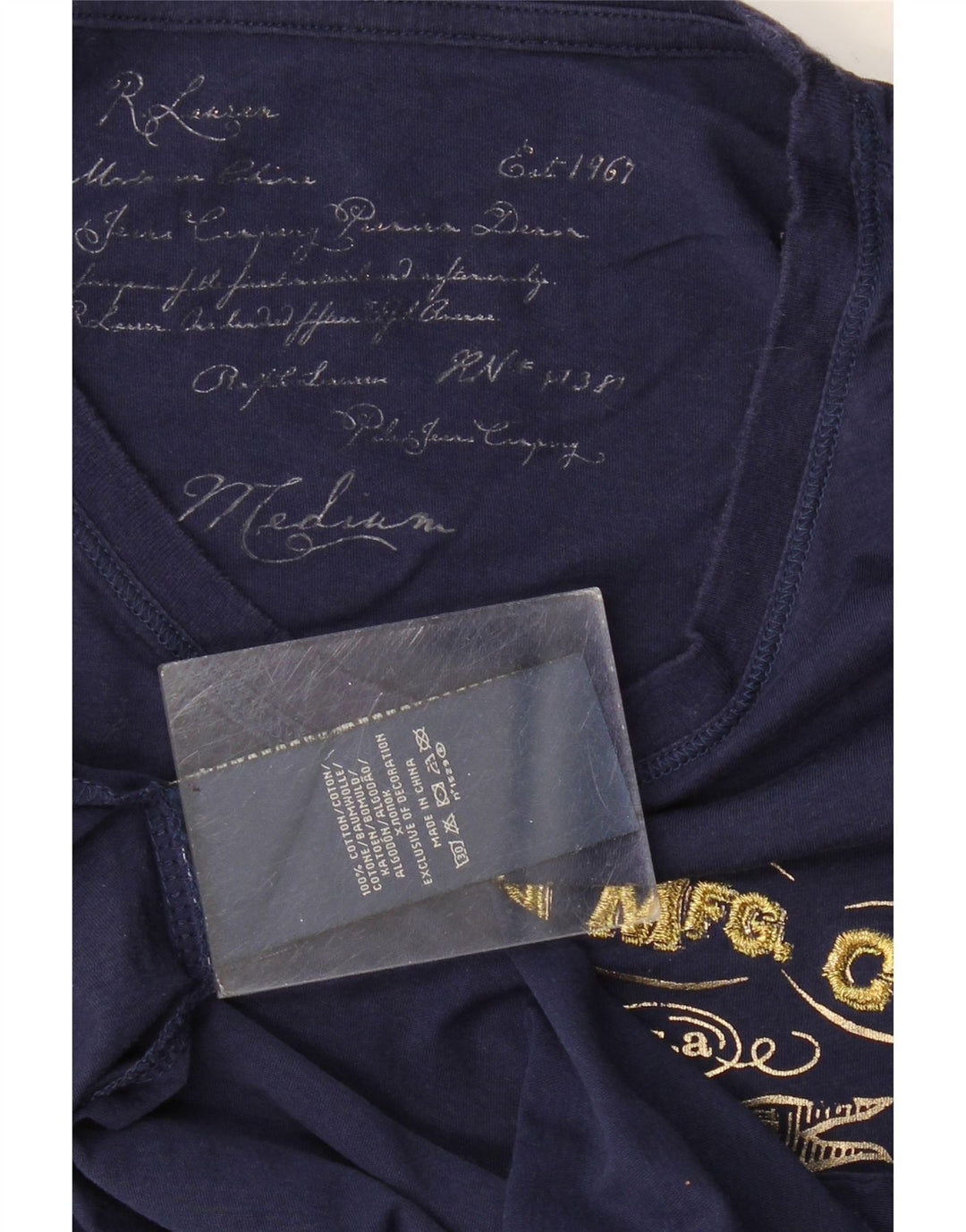 Женская футболка с рисунком Ralph Lauren Top UK 12 Medium Navy Blue