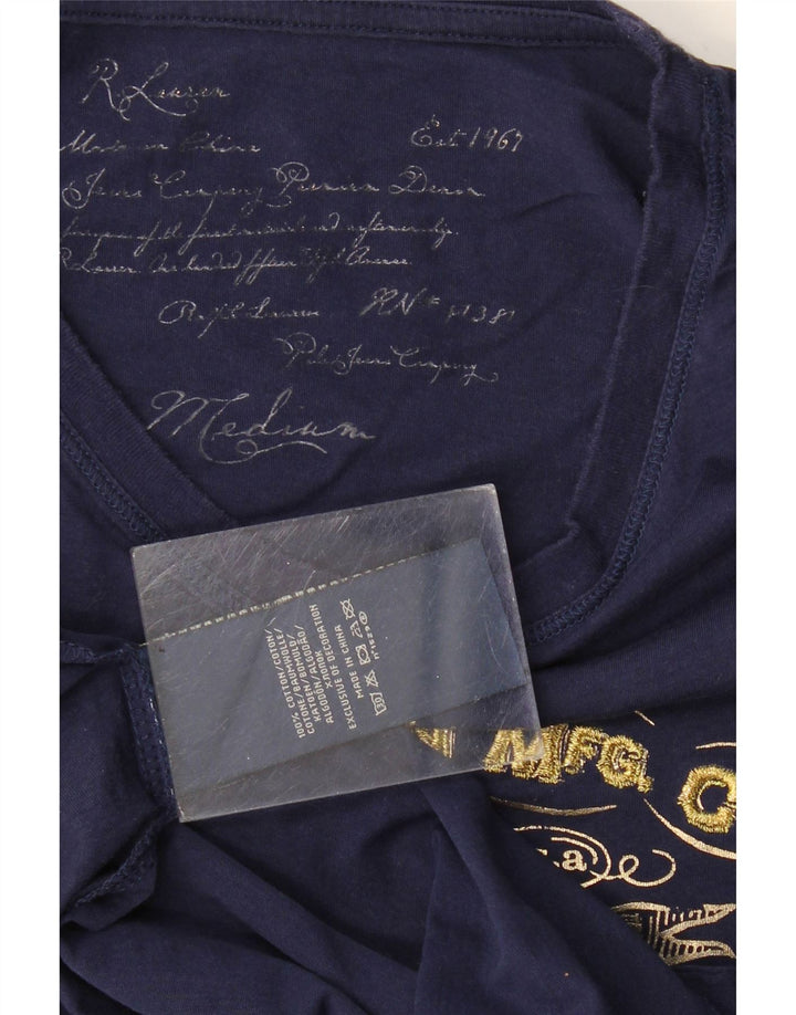 Женская футболка с рисунком Ralph Lauren Top UK 12 Medium Navy Blue