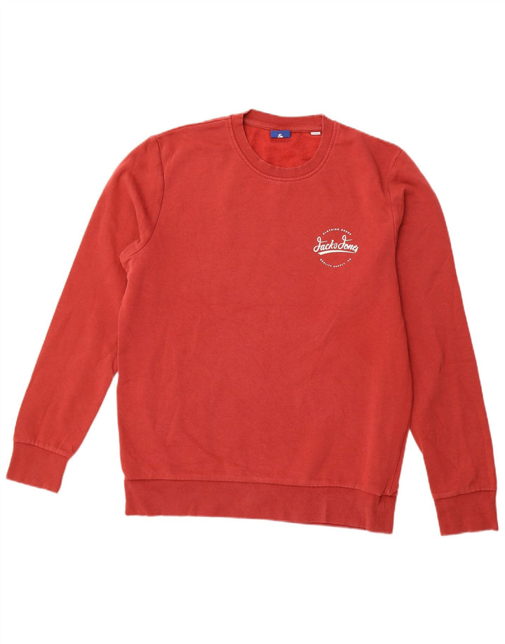 Мужской свитшот JACK & JONES, большой хлопковый бордовый джемпер