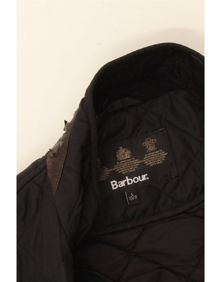 Стеганая куртка Barbour для мальчиков 10-11 лет, большая черная