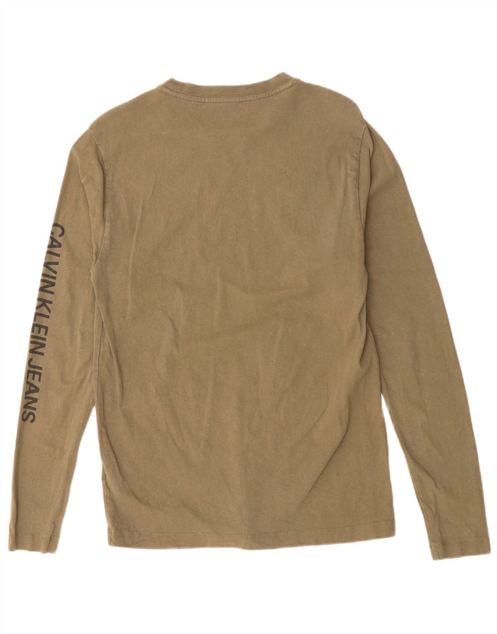 CALVIN KLEIN JEANS Мужской топ с длинными рукавами, маленький цвет хаки, хлопок