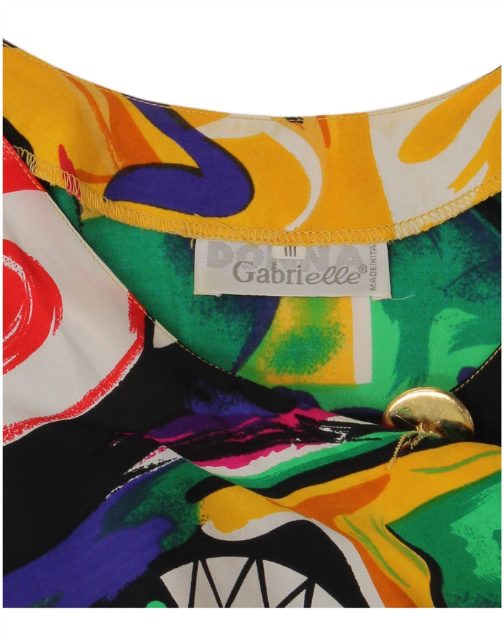 Винтажная женская удлиненная блузка свободного кроя, топ UK 14, средний разноцветный