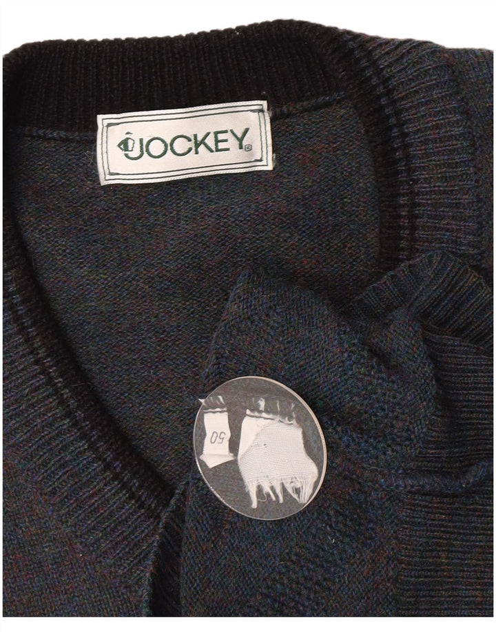 Мужской джемпер с v-образным вырезом Jockey IT 50, средний синий с геометрическим узором