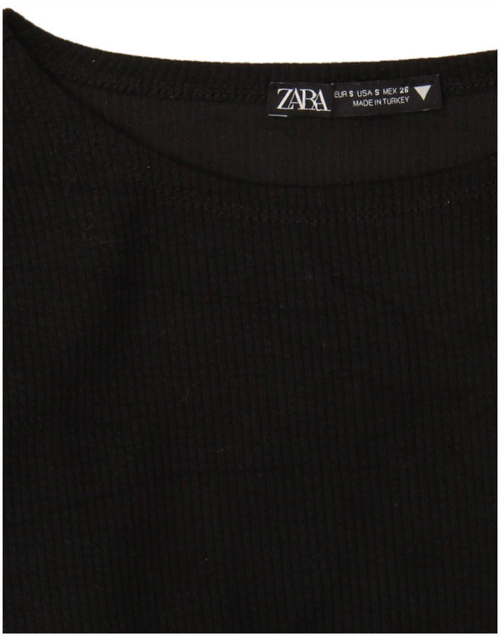 Женский укороченный топ Zara с длинным рукавом UK 8, маленький черный