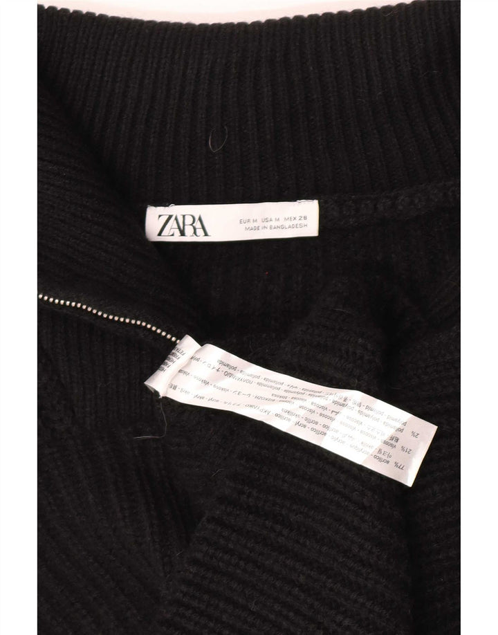 Женский укороченный жилет с воротником-молнией Zara, Великобритания 14, средний черный