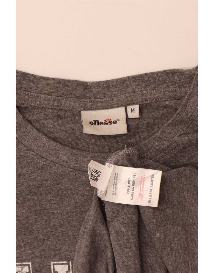 Мужская футболка Ellesse с рисунком, хлопковый топ среднего серого цвета с крапинками