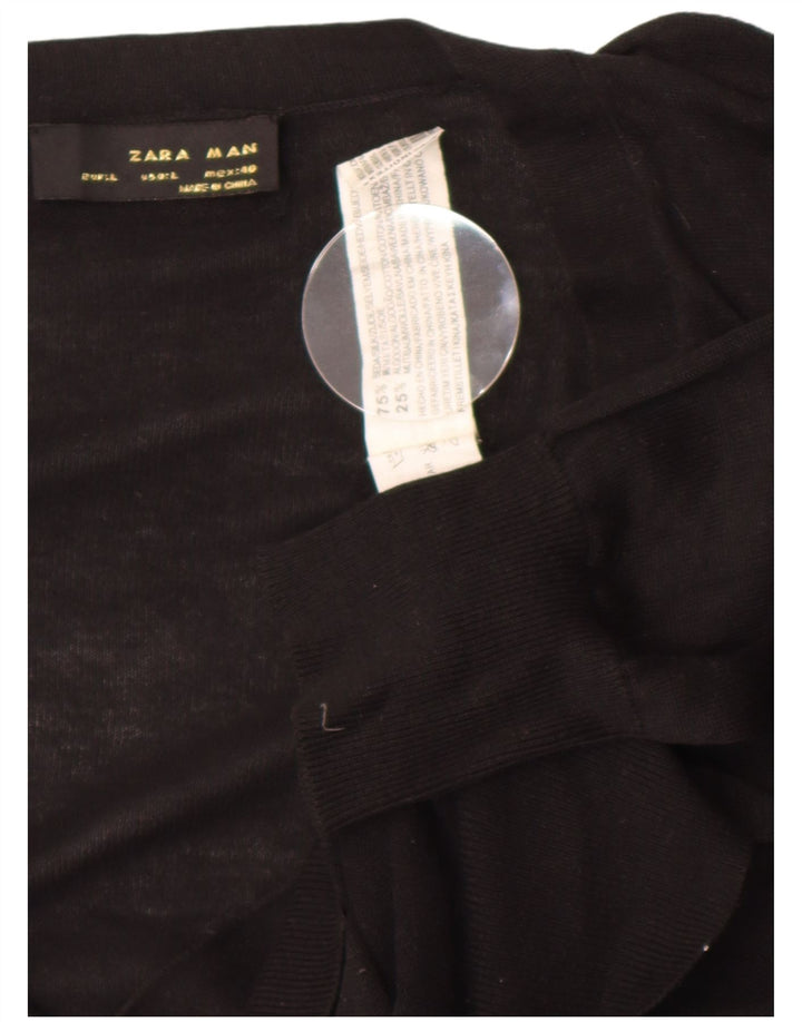 Мужской кардиган Zara, большой черный шелковый свитер