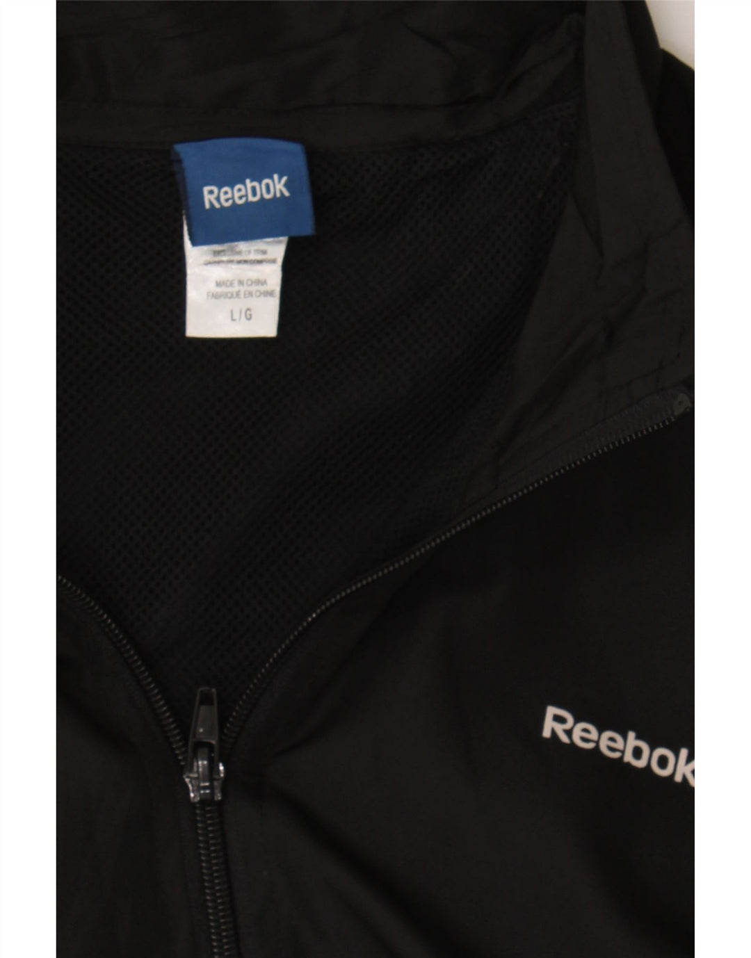 REEBOK Womens Tracksuit Top Jacket UK 16 Large Black Polyester Sports Vintage Reebok and Second-Hand Reebok from Messina Hembry 