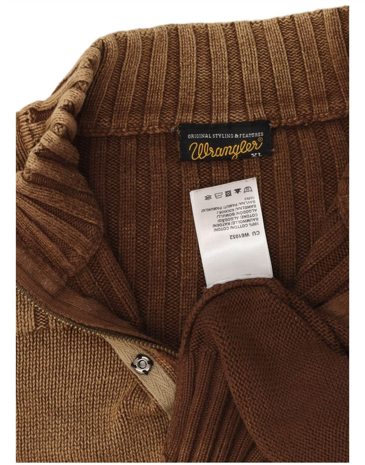 Мужской свитер Wrangler с воротником на молнии XL, коричневый хлопок
