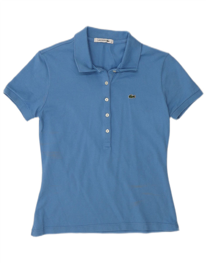 Женская рубашка-поло Lacoste, размер 40, средний синий хлопок, размер 40
