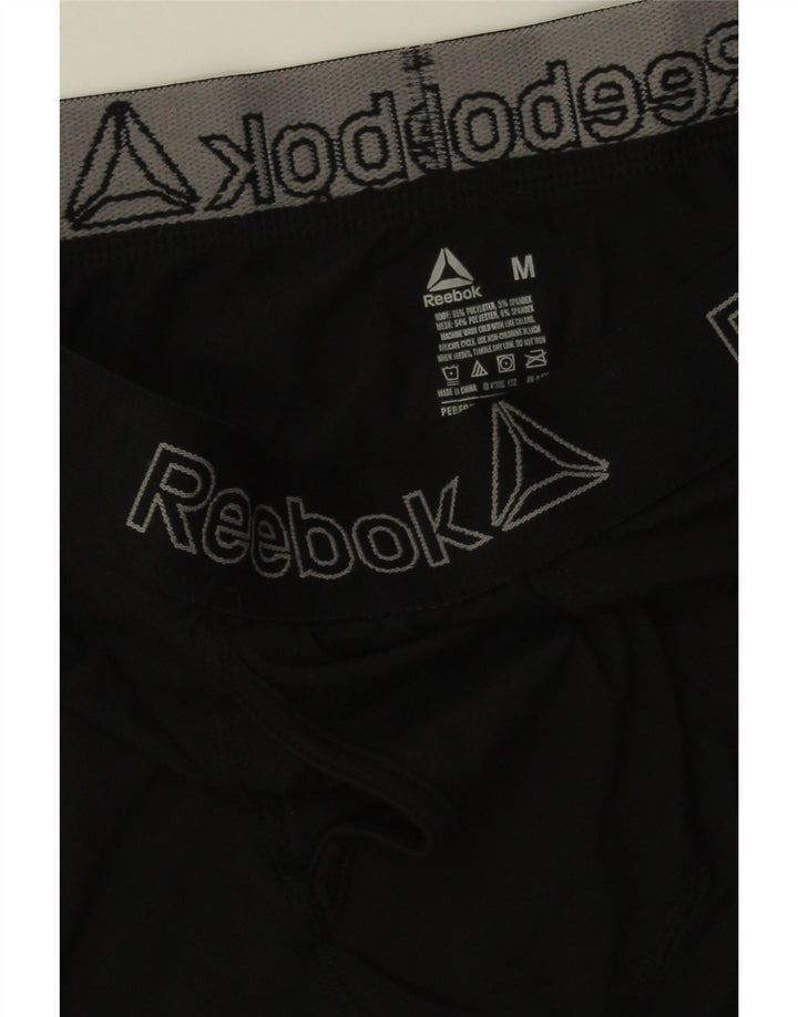 REEBOK Womens High Waist Graphic Leggings UK 12 Medium  Black Polyester Vintage Reebok and Second-Hand Reebok from Messina Hembry 
