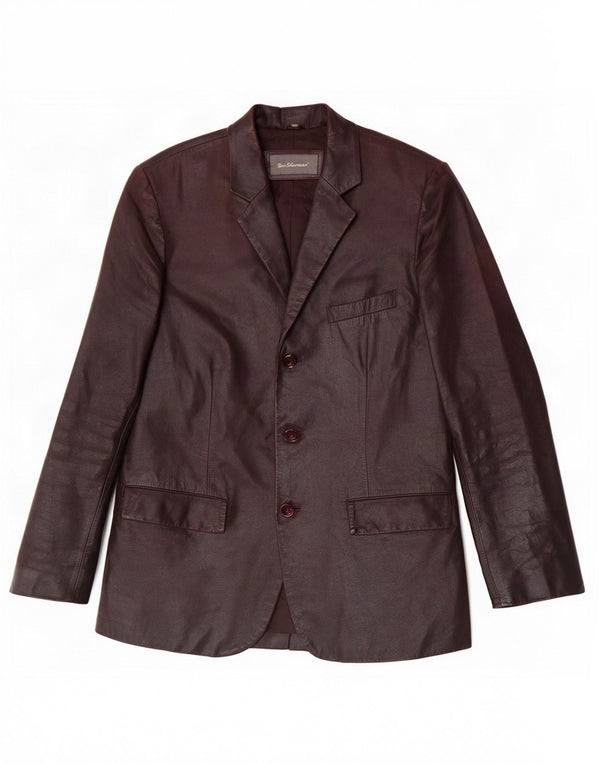 Мужской кожаный пиджак с 3 пуговицами Ben Sherman UK 38 средний коричневый